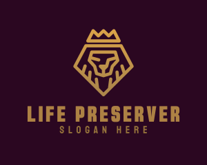 Golden Premium Lion Crown  logo design