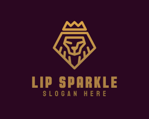 Golden Premium Lion Crown  logo design