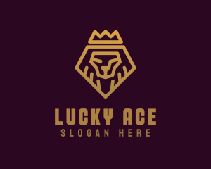 Golden Premium Lion Crown  logo design