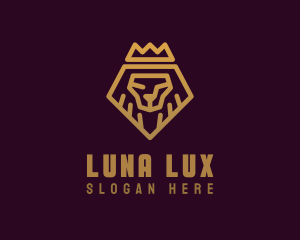 Golden Premium Lion Crown  logo design