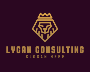 Golden Premium Lion Crown  logo design