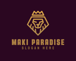 Golden Premium Lion Crown  logo design