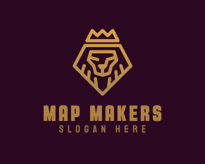 Golden Premium Lion Crown  logo design