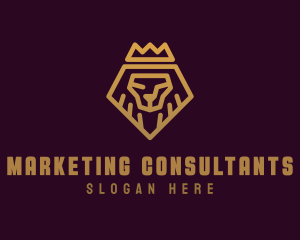 Golden Premium Lion Crown  logo design