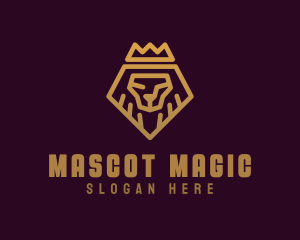 Golden Premium Lion Crown  logo design