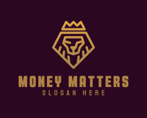 Golden Premium Lion Crown  logo design