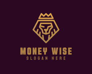 Golden Premium Lion Crown  logo design