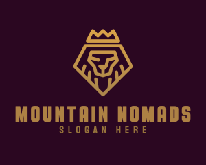 Golden Premium Lion Crown  logo design