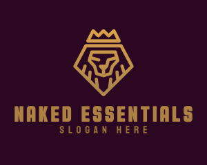 Golden Premium Lion Crown  logo design