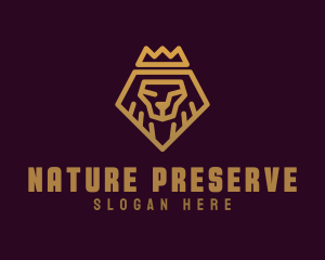 Golden Premium Lion Crown  logo design