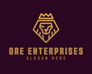 Golden Premium Lion Crown  logo design