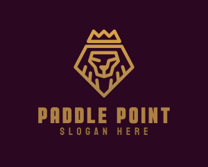 Golden Premium Lion Crown  logo design