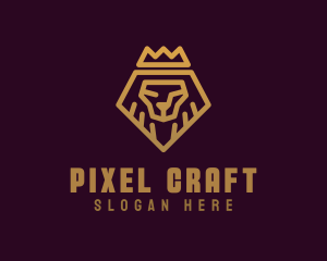 Golden Premium Lion Crown  logo design