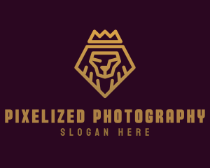 Golden Premium Lion Crown  logo design