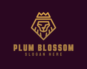 Golden Premium Lion Crown  logo design