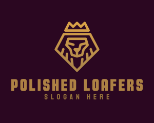 Golden Premium Lion Crown  logo design