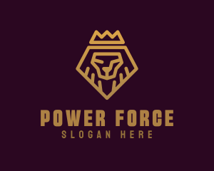 Golden Premium Lion Crown  logo design