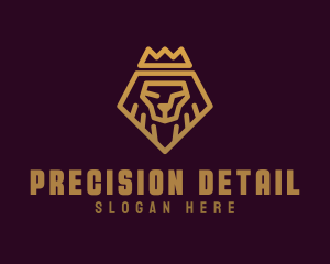 Golden Premium Lion Crown  logo design