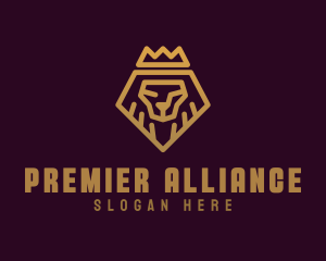 Golden Premium Lion Crown  logo design