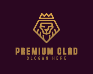 Golden Premium Lion Crown  logo design