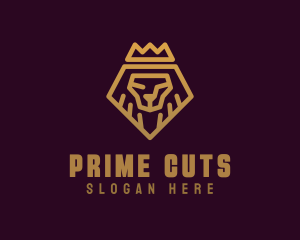 Golden Premium Lion Crown  logo design