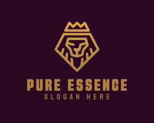 Golden Premium Lion Crown  logo design