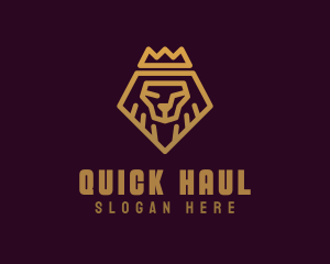 Golden Premium Lion Crown  logo design