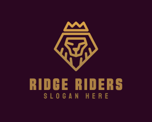 Golden Premium Lion Crown  logo design