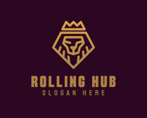 Golden Premium Lion Crown  logo design