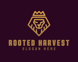 Golden Premium Lion Crown  logo design