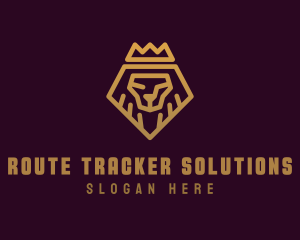 Golden Premium Lion Crown  logo design