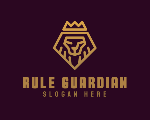 Golden Premium Lion Crown  logo design