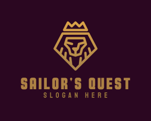 Golden Premium Lion Crown  logo design