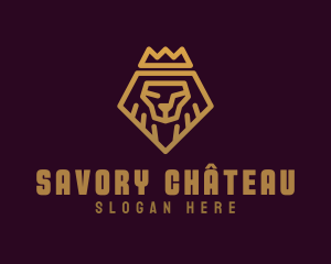 Golden Premium Lion Crown  logo design