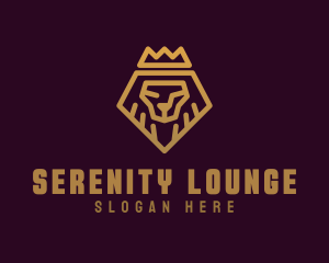 Golden Premium Lion Crown  logo design