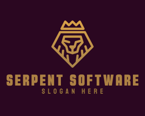 Golden Premium Lion Crown  logo design