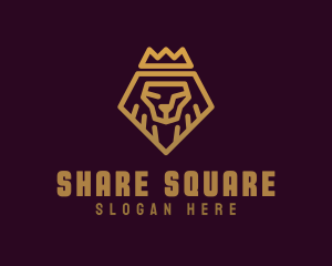 Golden Premium Lion Crown  logo design