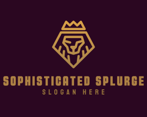 Golden Premium Lion Crown  logo design