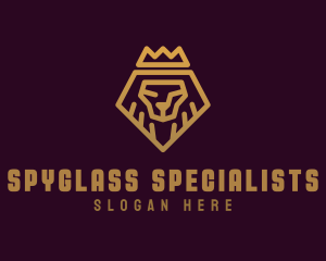 Golden Premium Lion Crown  logo design