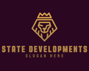 Golden Premium Lion Crown  logo design