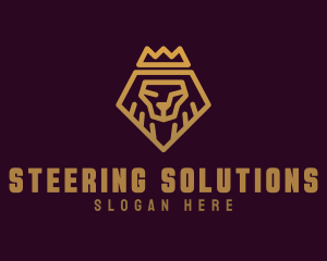 Golden Premium Lion Crown  logo design