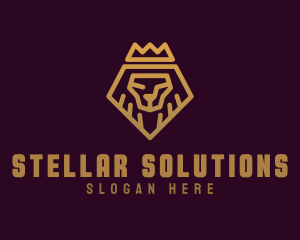 Golden Premium Lion Crown  logo design