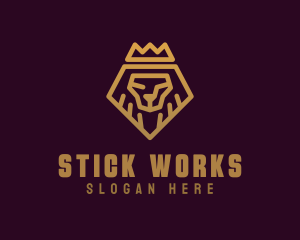 Golden Premium Lion Crown  logo design