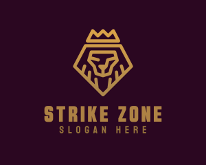 Golden Premium Lion Crown  logo design