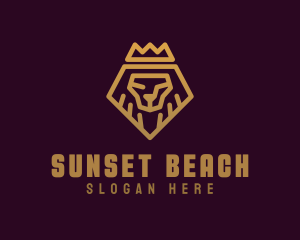 Golden Premium Lion Crown  logo design