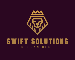 Golden Premium Lion Crown  logo design