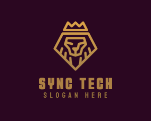 Golden Premium Lion Crown  logo design