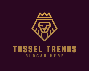 Golden Premium Lion Crown  logo design