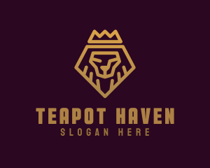 Golden Premium Lion Crown  logo design