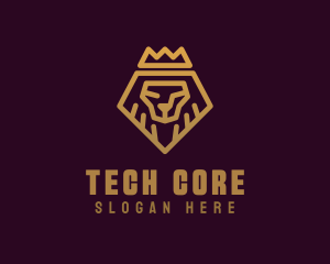 Golden Premium Lion Crown  logo design